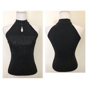 Rigogolo Silk-blend Sequined Keyhole Halter Top